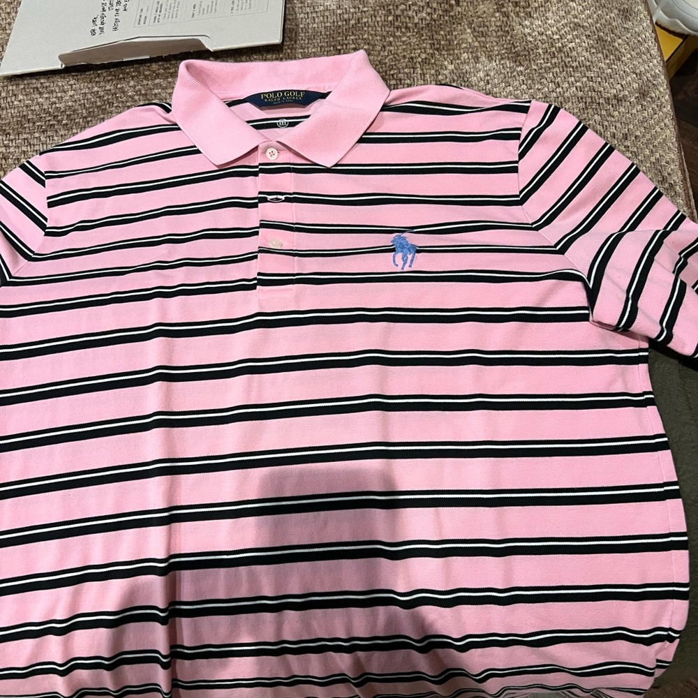 Ralph Lauren Pink and Black Striped Polo Shirt